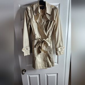 Beige Double-Breasted Trench Coat